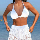 Laluna® | Elegantní jednobarevný krajkový bikinový set