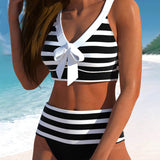 Laluna® | Pruhovaný bikini s vysokým pasem