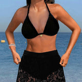 Laluna® | Elegantní jednobarevný krajkový bikinový set