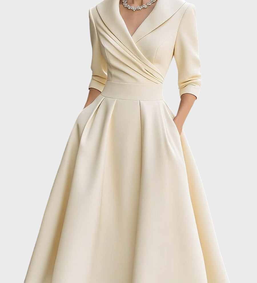 Tereza | Elegantní midi šaty s dlouhým rukávem