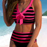 Laluna® | Pruhovaný bikini s vysokým pasem