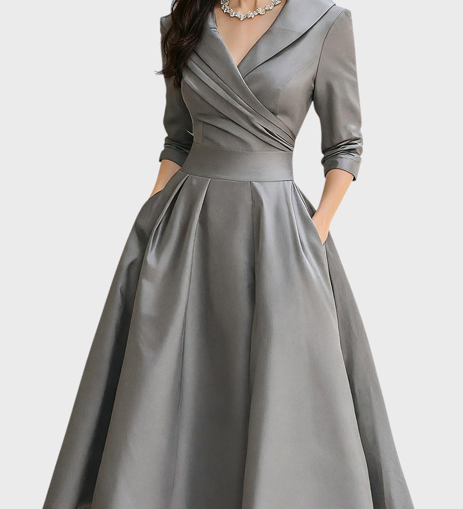 Tereza | Elegantní midi šaty s dlouhým rukávem