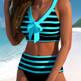 Laluna® | Pruhovaný bikini s vysokým pasem