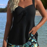 Laluna® | Pruhovaný tankini s dvoudílnými plážovými šortkami