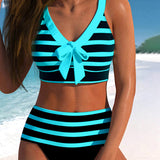 Laluna® | Pruhovaný bikini s vysokým pasem