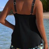 Laluna® | Pruhovaný tankini s dvoudílnými plážovými šortkami