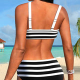 Laluna® | Pruhovaný bikini s vysokým pasem