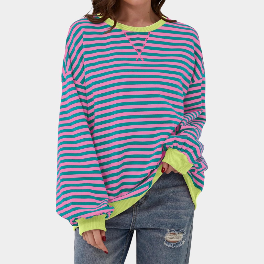 Tereza – pruhovaná mikina s modrými detaily