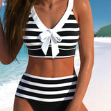Laluna® | Pruhovaný bikini s vysokým pasem