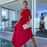 Gabriela – Maxi plisovaná šaty s jedním ramenem