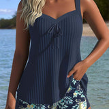 Laluna® | Pruhovaný tankini s dvoudílnými plážovými šortkami