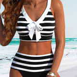 Laluna® | Pruhovaný bikini s vysokým pasem