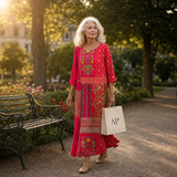 Aneta – Dlouhé vzorované šaty, lehké, elegantní a pohodlné