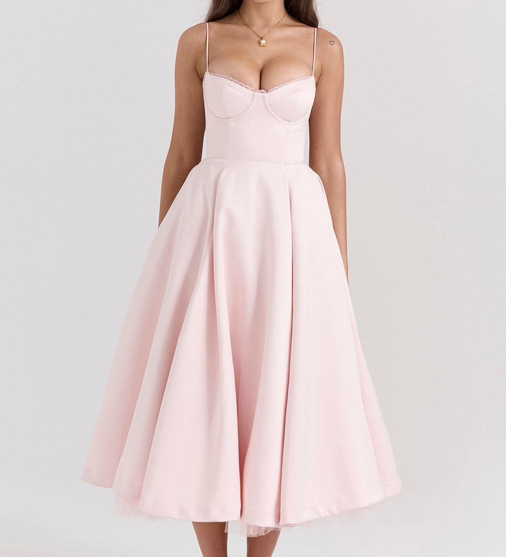 Raluca – Midi Šaty z Tylu s Širokou Sukní