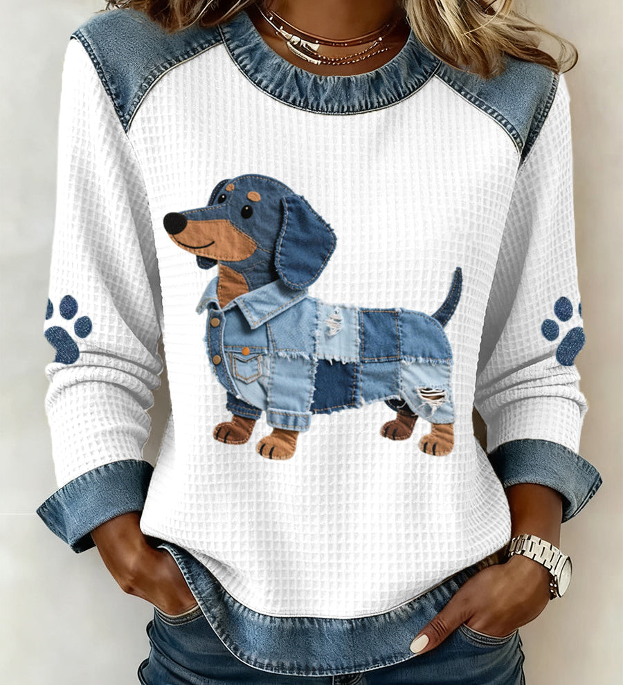 Julia - Okouzlující jezevčík s patchwork denim